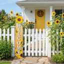 Vertical Wood Welcome Sign for Front Porch Vertical Decorative Sign Front Door Outdoor Indoor Welcome Sign 47.2x7.8 Inch Sunflower Outdoor Decor for Summer Front Porch Decorations.