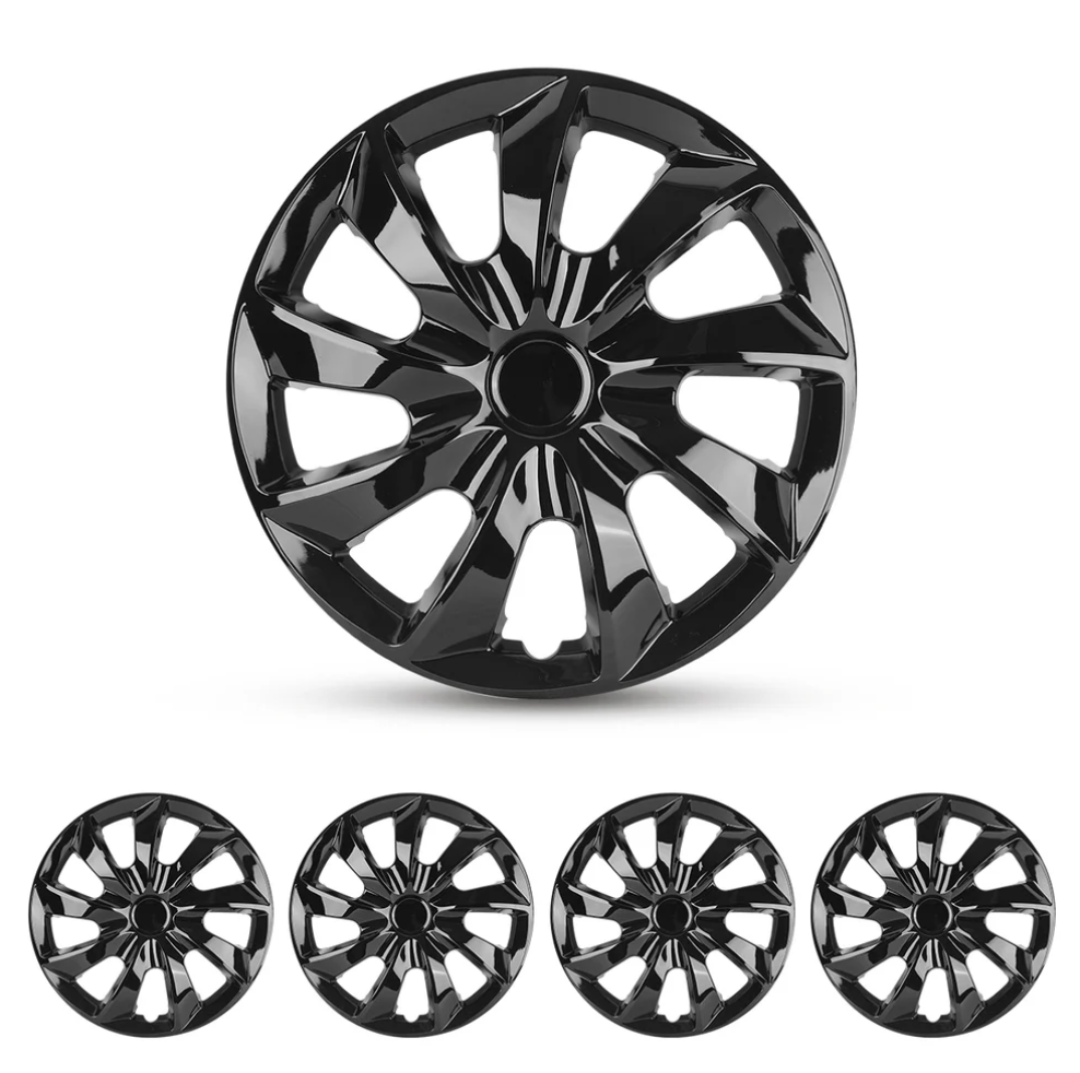 Set of 4 WINJET 17 inch Hubcaps Wheel Covers 5084 - Black Lacquer