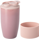 Ceramic Travel Coffee Mug with Polypropylene Lid and Insulated Sleeve, 16 oz, Portable Coffee Cup for Car Cup Holder, Transmutation Glaze Microwave and Dishwasher Safe(Pinkish Purple)