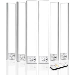 6Pack 12inch Under Cabinet Lighting, Rechargeable Motion Sensor Light Wireless Indoor, Dimmable 3 Color Temps Closet Lights with Remote, Indoor Under Counter LED Lights for Kitchen, Stairs