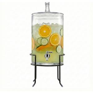 Style Setter Beverage Dispenser with Stand - 2.5 Gallon Large Countertop Glass Drink Dispenser w/Spigot & Lid - Party Drink Dispenser for Sweet Tea Lemonade Punch Water, Juice Dispensers for Parties