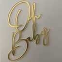 Oh Baby Sign Cake Topper, Gold Lettering for Baby Shower, Birthday Party, Wedding, Home Decor