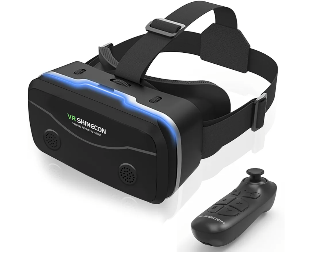 2025 Upgraded VR Headset for Smartphones with Bluetooth Controller | 7-inch HD Aspheric Lens | Adjustable Focus & Eye Width | Cool Ventilation Design | for iPhone 15 Pro/Android 4.7-7 Inch