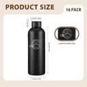 WHEATHUSK 16 Pack Stainless Steel Insulated Water Bottle 17oz Blank Double Wall Vacuum Thermal Sports Bottle Personalized Powder Coated Bulk for Laser Engrave, Black