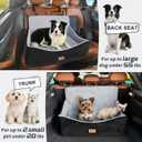 JOEJOY Dog Car Seat for Medium/Large Dogs - Reversible Dual-Sided Travel Dog Car Bed with Memory Foam, Washable Pet Booster Seat for Dogs up to 55 lbs or 2 Small Dogs, 2 Safety Leashes, Grey