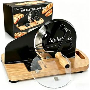 Manual Bread Slicer for Homemade Bread, Hand Crank Sourdough Rounds Bread Slicer, Wall-Mountable Storage for Compact Kitchens, 0-0.8" Adjustable Thickness, No Assembly, 420u6 Stainless Steel Blade