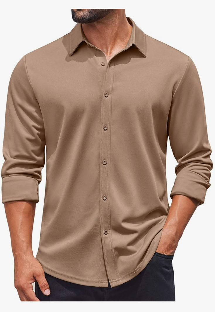 COOFANDY Mens Casual Button Down Shirt Long Sleeve Wrinkle Free Shirts Stretch Dress Shirt S