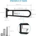 Toilet Grab Bar 30.3 Inch Black, Munzong Anti-Slip Handicap Grab Bars with Paper Holder, Flip-Up Bathroom Safety Rails, Stainless Steel Knurled Support handrails for Seniors Elderly Disabled Pregnant
