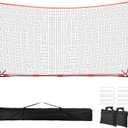20x10ft Ball Backstop Net,Sports Net Barrier with Handbag,Fix Ball Stop Net by 4 Spike&2 Sandbag,Lacrosse Net Backstop for Softball,Basketball,Hockey Train,Baseball Net Barrier for Backyard,Playground