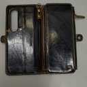 Defencase Wallet Case Compatible with Samsung Galaxy Z Fold 4 with RFID Blocking Card Holder & S Pen Holder Slot PU Leather Magnetic Snap Flip Zipper Strap Phone Case Fit for Galaxy Z Fold 4, Coffee