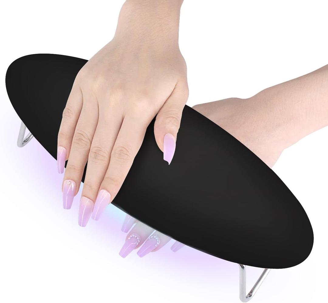 2 in 1 Nail Lamp & Hand Rest,Soft Nail Arm Rest with Gel Light,48W LED Nail Curing Lamp Dry Fingernails Toenails Gel Polish,Home Manicure Salon Tool (Black)