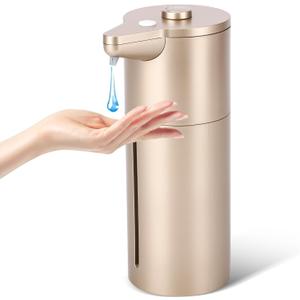 Automatic Soap Dispenser Touchless, Kitchen & Bathroom, Hands-Free, Adjustable Volume, Long Battery Life, Compatible with Thick & Thin Soap, Easy for Toddlers, Clog-Free, Gold ABS