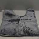 Smiry Memory Foam Toilet Rugs U-Shaped 20x20, Extra Soft Absorbent Non-Slip Contour Bathroom Rugs, Machine Washable Bath Mats for Toilet, Dark Grey