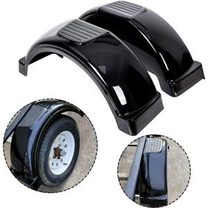 ECOTRIC 2 Pcs Trailer Fenders W/Steps Compatible with 13" Diameter Wheels Tires Single-Axle Trailers Plastic Fenders Black