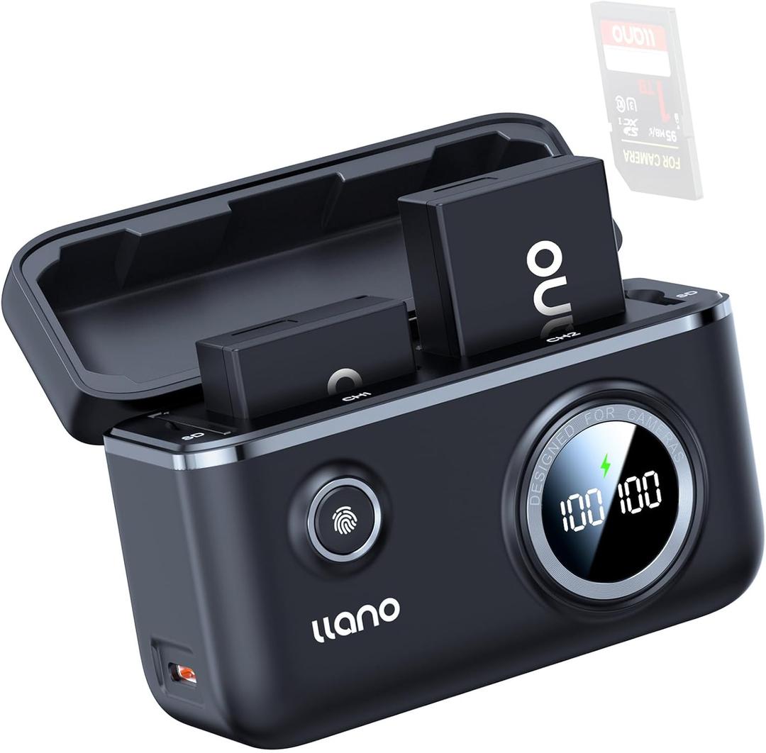 llano 2-Pack LP-E17 Batteries and 18W Fast Dual USB Charger for Canon EOS R50,R8, R100,RP,R10, Rebel T7i,T6i,T8i,T6s,77D,SL2, SL3, EOS M3, M5, M6, 250D, with Smart Display and Magnetic Snap Cover