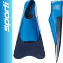 Sporti Adult-Kids Short Swim Fins, Floating Fin for Swimming & Snorkeling, Swim Flippers for Training - NavyBlue - Youth 4-5 / W 6