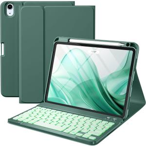 Harvopu Compatible for iPad Air 11-inch/ 10.9" Air 5th 4th Generation Case with Keyboard - Backlit Detachable, Folio Cover with Pencil Holder for iPad Air 11 Inch M4/M3/M2, Air 5/ Air 4 (Pine Green)