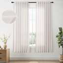 Natural Cream Linen Curtains 72 Inches Long 2 Panels Boho Farmhouse Semi Sheer Curtain Tassels Back Tab Neutral Light Beige Light Filtering Chic Bohemian Drapes for Living Room Bedroom 52x72