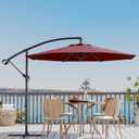 10 ft Cantilever Umbrella outdoor patio, Offset Patio Umbrella with Easy Lift & Tilt Adjustment, UV Protection Fade Resistant for Deck, Pool, Garden, Burgundy