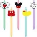 NKM 5Pcs Mickey Pens, Cute Cartoon Pure Color Simplicity Black Ink Ballpoint Pens for Students Men Women Workers School Office Supplies