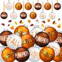 60 Pcs Thanksgiving Balls Ornaments for Tree Orange White Brown Thankful Baubles Hanging Ornaments for Fall Harvest Party Supplies Hanging Decor