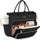 LOVEVOOK Teacher Tote Bag for Women Work, Laptop Bag Work Tote Bag Nurse Bags With Large Cup Holder, Professional Computer Briefcase Business Large Purses Handbag, Diaper Bag Mother Gift, Black (15.6 Inch)