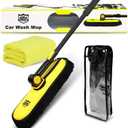 Car Wash Brush with Long Handle,Chenille Microfiber Car Washing Supplies,Scratch Free Car Wash Mop for Car Wheel Tire,Rv Truck Boat,1PC Microfiber Towels for Cars 16" x16"-Yellow