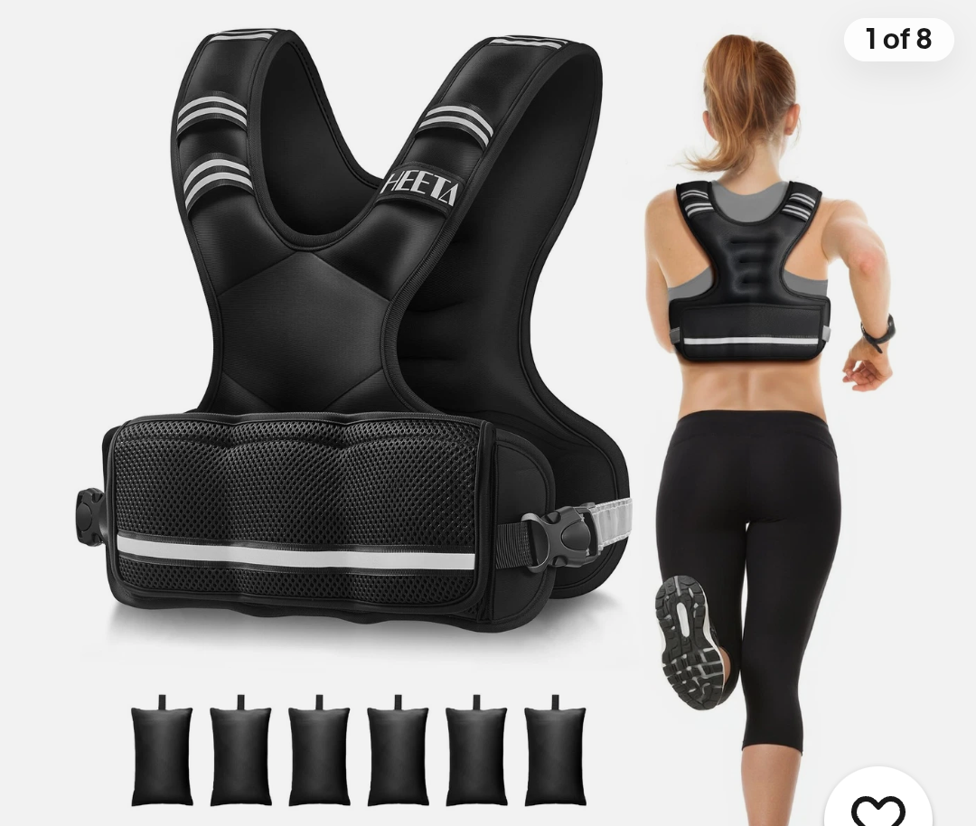 HEETA Adjustable Weighted Vest for Women Men, 4-10lbs/10-18lbs/20-32lbs Body Weight Vest Exercise Set with 6 Ironsand Weights & Reflective Strips for Walking Running Workout Cardio Strength Training