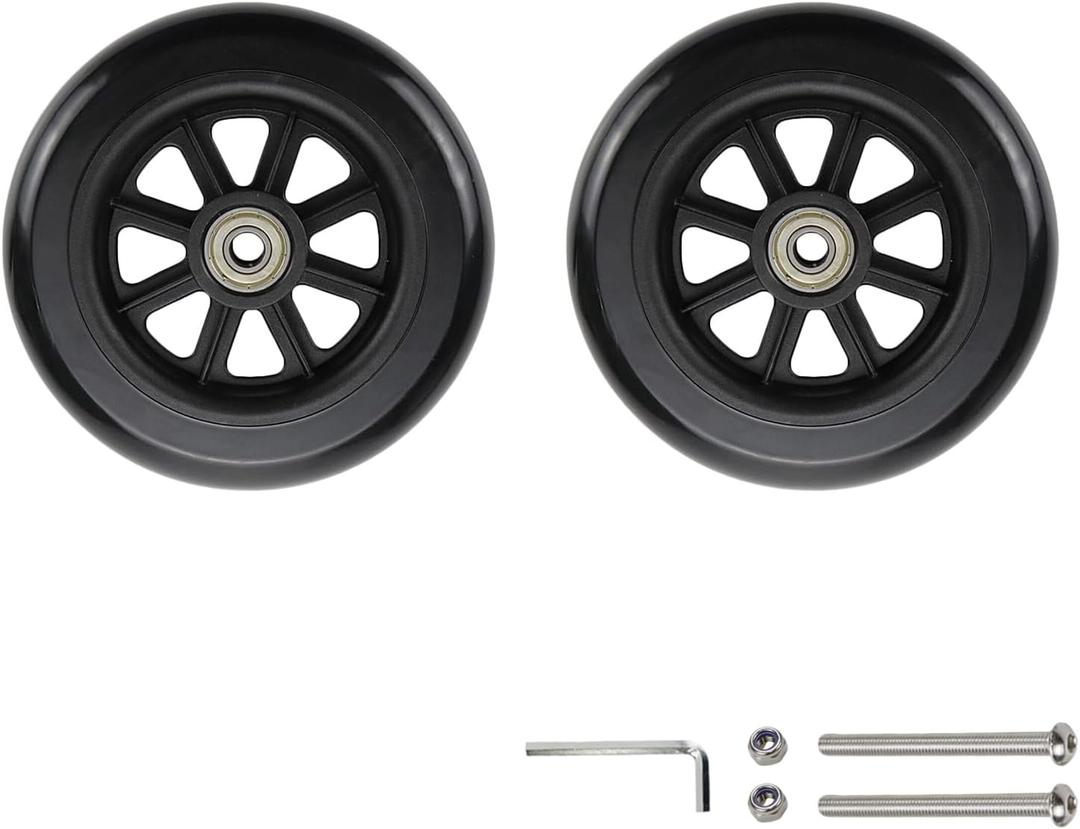 2 Pcs 5 Inch Replacement Wheels for Rollator Walker Wheelchairs Walker Wheels Replacement Drive Rollator Wheels Parts(Black)