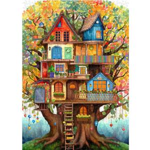 Tree House Puzzles for Adults 1000 Pieces, Fantasy Tree of Life Jigsaw Puzzles, Plant Challenging Hard Puzzles as Nature Decor