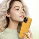 for iPhone 16 Pro Leather Case, Grain Cowhide Genuine Leather, Protective Case for iPhone 16 Pro 6.3 inch Compatible with Magsafe, Metal Buttons & Camera Bezel (Yellow)