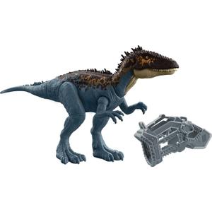 Mattel Jurassic World Mega Destroyers Dinosaur Action Figure, Carcharodontosaurus Blue Dino Toy with Attack Motion & Breakaway Accessory
