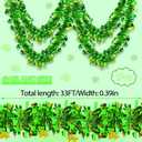 33 Ft St.Patrick's Day Tinsel Garland, Green Garland with Shamrock Saint Patricks Day Decorations for Saint Patrick's Day Party Decor, Shiny Hanging Clover St Patrick's Day Tree Decorations