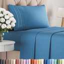 Twin Size 3 Piece Sheet Set - Comfy Breathable & Cooling Bed Sheets Set - Hotel Luxury Bedding for Women, Men, Kids, Teens, Boys & Girls - Deep Pockets, Soft and Wrinkle Free - Oeko-Tex - Denim Blue