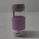 13oz/380ml small glass water bottle with leak-proof Lid,Anti-slip silicone sleeve, Lightweight and portable drinking cup,tea infuser and Silicone strap (Purple,13oz)