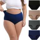 INNERSY Women's Plus Size XL-5XL Cotton Underwear High Waisted Briefs Panties 4-Pack (XX-Large)