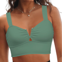 GRAPENT Bikini Tops for Women Cropped Tankini Tops Beach V Bar Padded Ruched Adjustable Strap Swimsuit Swim Top Only 2XL