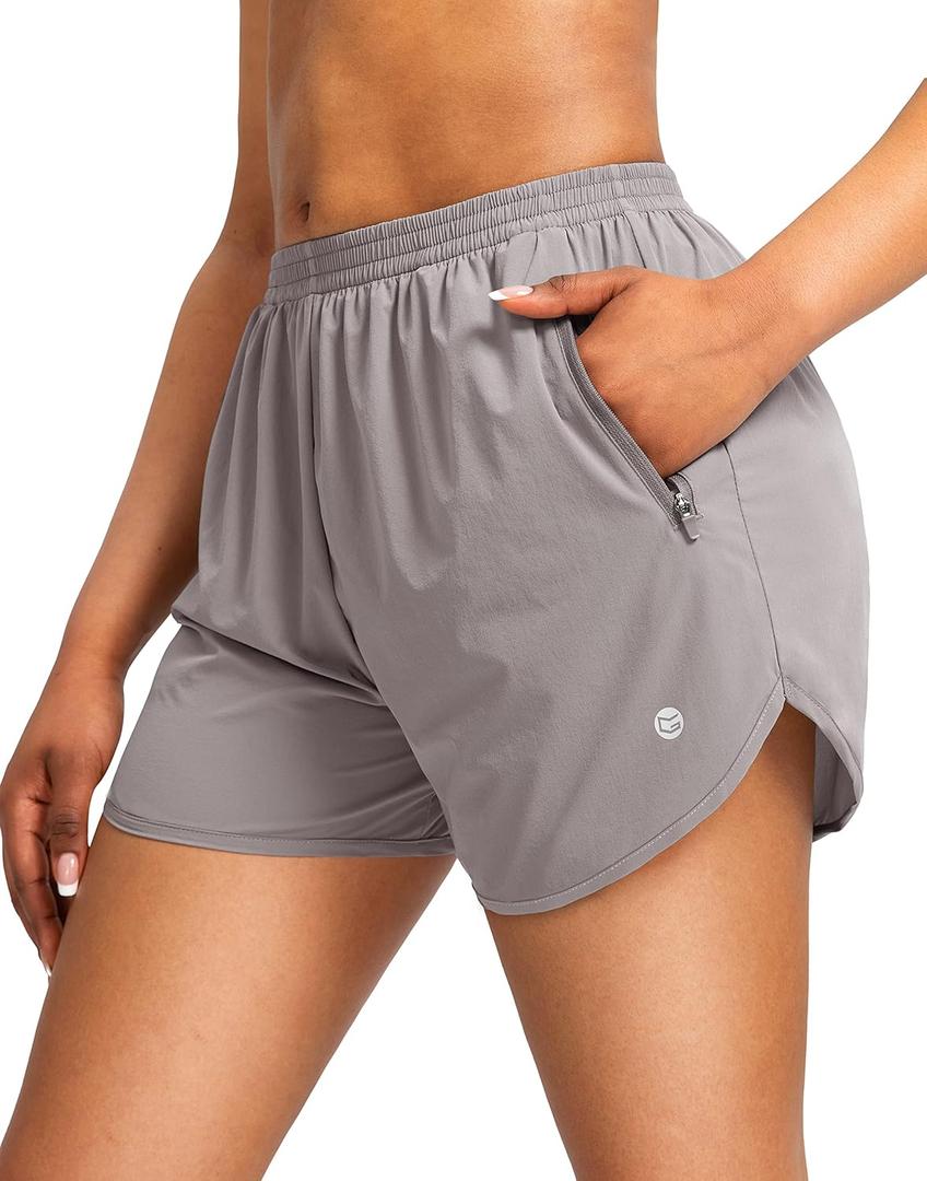 G Gradual Women's Running Shorts with Zipper Pockets Quick Dry Athletic Workout Gym 3" Shorts for Women with Comfy Liner XL