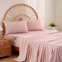 JSD Dusty Pink Full Sheet Set with Side Pocket Corner Straps, 4 Piece Soft Microfiber Bed Sheets Extra Deep Pocket