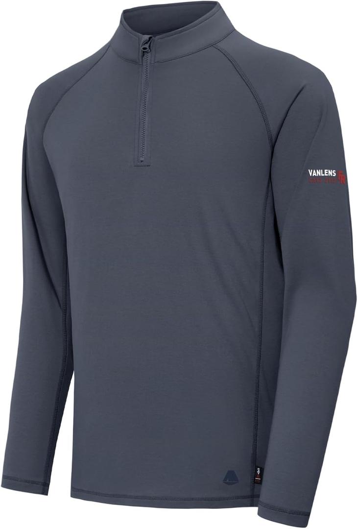 FR Shirts for Men Flame Resistant Shirt CAT2 Quarter Zip Up Pullover 1/4 Zip 5.5oz Light Weight (Large, True Navy)
