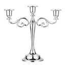 OwnMy 3 Arms Metal Candelabra Candlestick Silver European Elegant Candle Holder Candle Stand for Wedding Dining Table Christmas Party Home Decoration (Silver Tone)