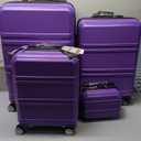 Kono 4 Piece Luggage Sets Expandable(only 28") Lightweight with Spinner Wheels TSA Lock Hardside Travel Rolling Suitcases 20in 24in 28in Carry on and 12in Mini Cosmetic Case Purple (4-Piece Set (12''/20"/24"/28"))