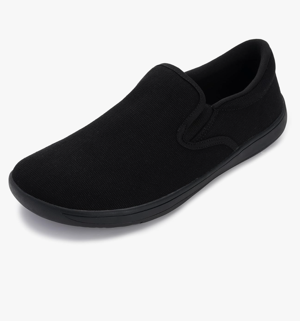 WHITIN Men's Wide Toe Box Slip on Barefoot Shoes | Minimalist Sneakers | Zero Drop Sole, 8M, All Black 