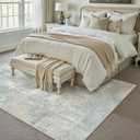10x14 Washable Area Rug Blue Cream Abstract Non Slip Soft Low Pile Rug for Living Room Bedroom Dining Room Office Neutral Modern Indoor Large Throw Carpet for Home Decor