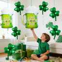 2 x 8 Pcs St Patricks Day Balloons,Green Shamrock Balloons Happy St.Patrick's Day Beer Mug Foil Balloon for Lucky St Patricks Party Decorations