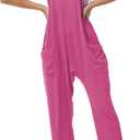 Rompers for Women Casual Summer Jumpsuits Sleeveless Loose Spaghetti Strap Overalls Jumpers (Pink)