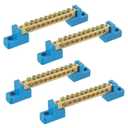 Grounding Bus Bar 10 Positions, Ground Bus Bar Terminal Block, Brass Wire Screw Terminal Electrical Bus Bars(Pack of 4)