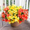 INSPRING Artificial Fake Flowers for Outdoors Spring Decoration, 3 Bundles Realistic Faux Azalea Plants Flower UV Resistant Silk Flowers for Outside Outdoor Planter Porch Patio Yard Garden Home, Mix