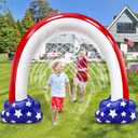 4th of July Inflatable Sprinkler for Kids, 8F * 5.5F 250th Anniversary Sprinkler Outdoor Water Toys for Kids Adults 4th of July Independence Day Summer Water Party Backyard Outside Games Activities, 8 Ft * 5.5 Ft * 2.6 Ft