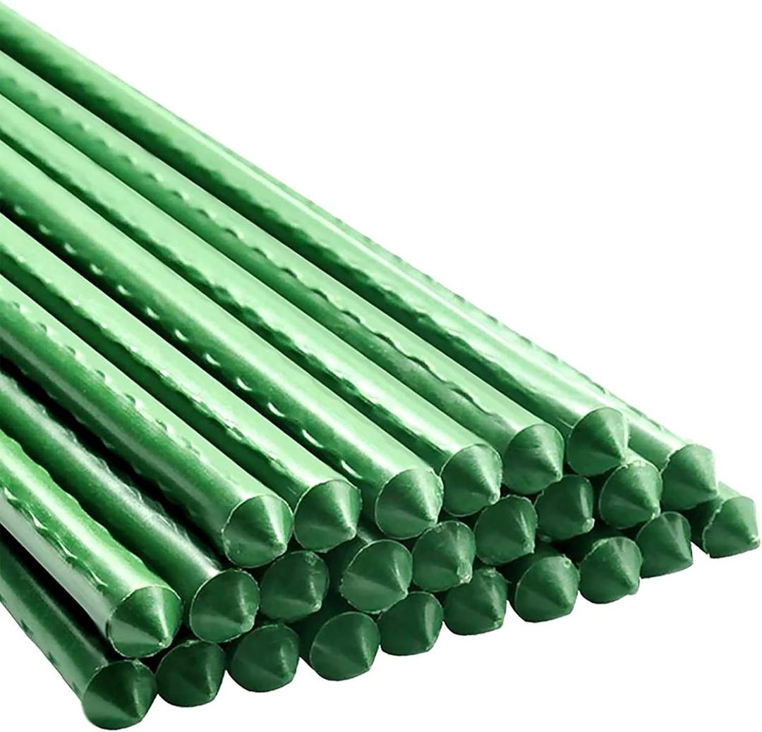 Garden Plant Stakes, 48 Inch 4Ft Steel Tomato Stakes, 25 Pack